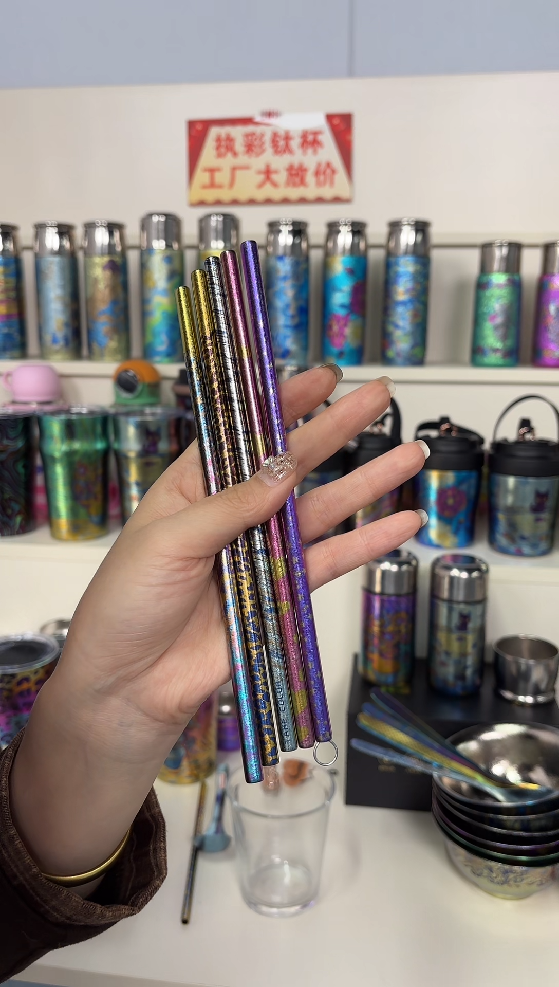 纯钛彩钛吸管5根 