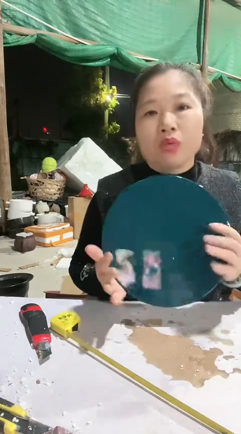 陶瑕疵25绿色圆菜板
