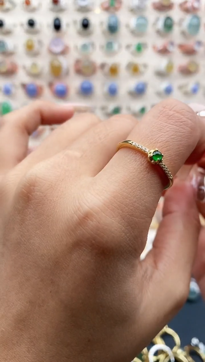 【闪购商品】翡翠戒指银S925镶嵌天然A货翡翠222  1+10