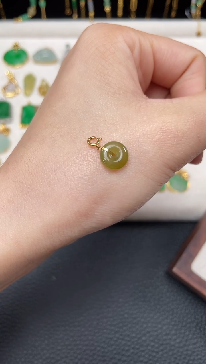 【闪购商品】翡翠吊坠(不含链)18K金镶嵌一个  JK728