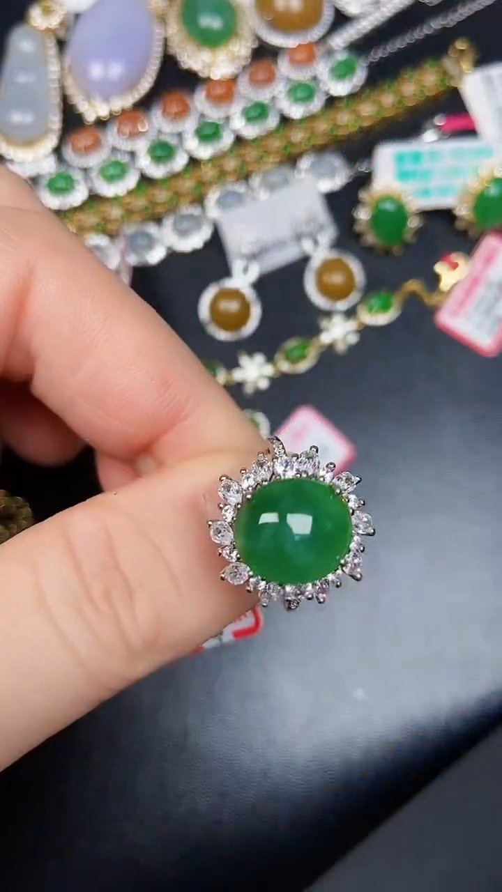 银S925镶嵌戒指翡翠2910