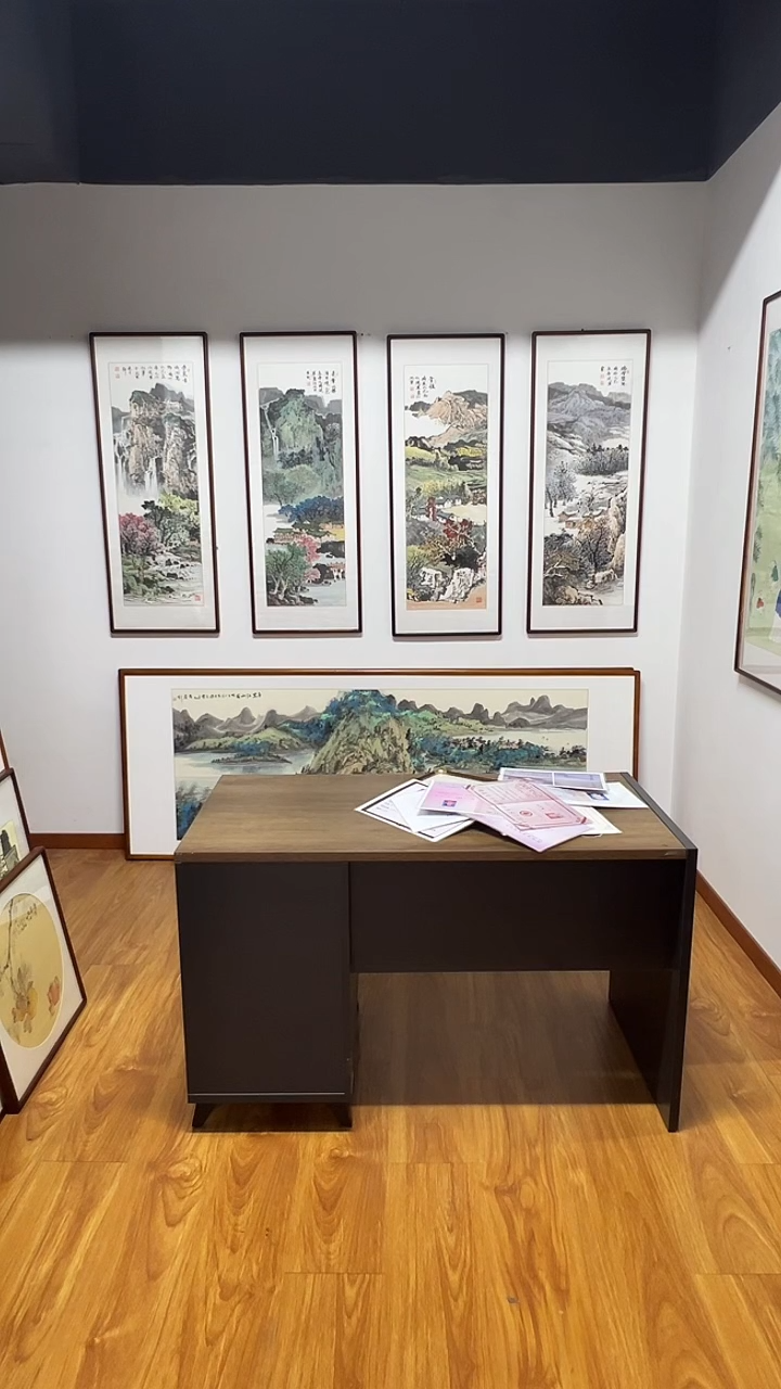 国画张现军 120*45 四条屏 春夏秋冬