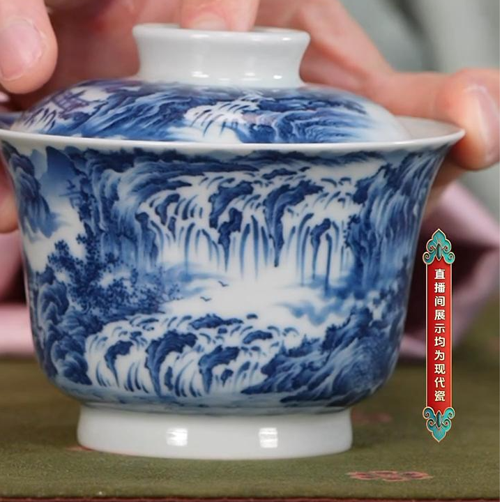 【小乔赏瓷】景琳藏江山多娇二才盖碗jlc163