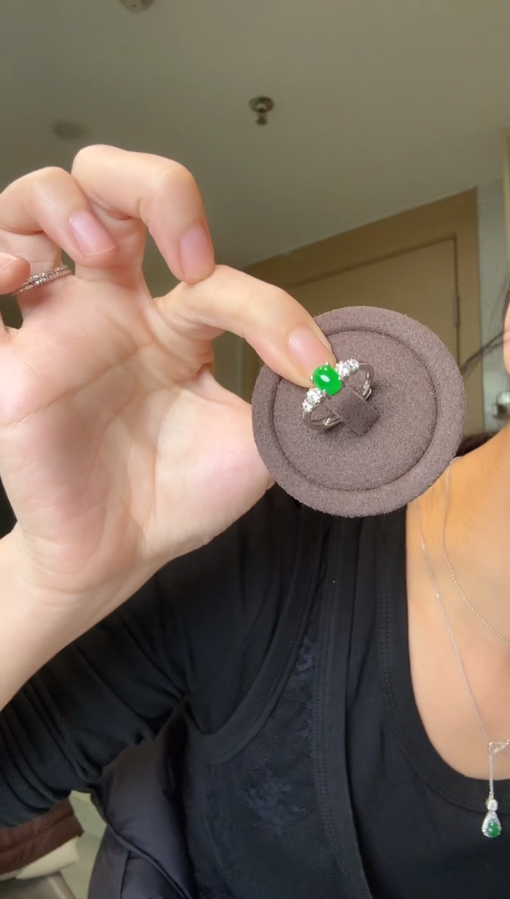 【闪购商品】翡翠戒指银S925镶嵌蛋面戒指