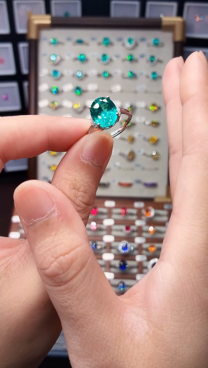 无925银轻奢帕拉伊巴色女神戒