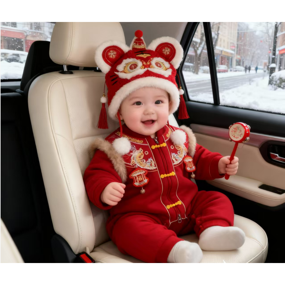 《贝嘉乐》平安送福夹棉加厚宝宝哈衣外出服