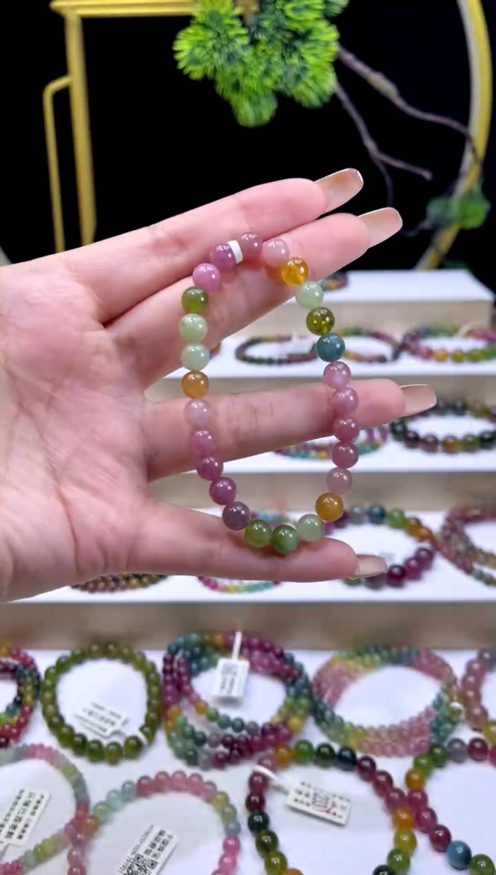 未镶嵌手串碧玺7mm+单圈多样性发货