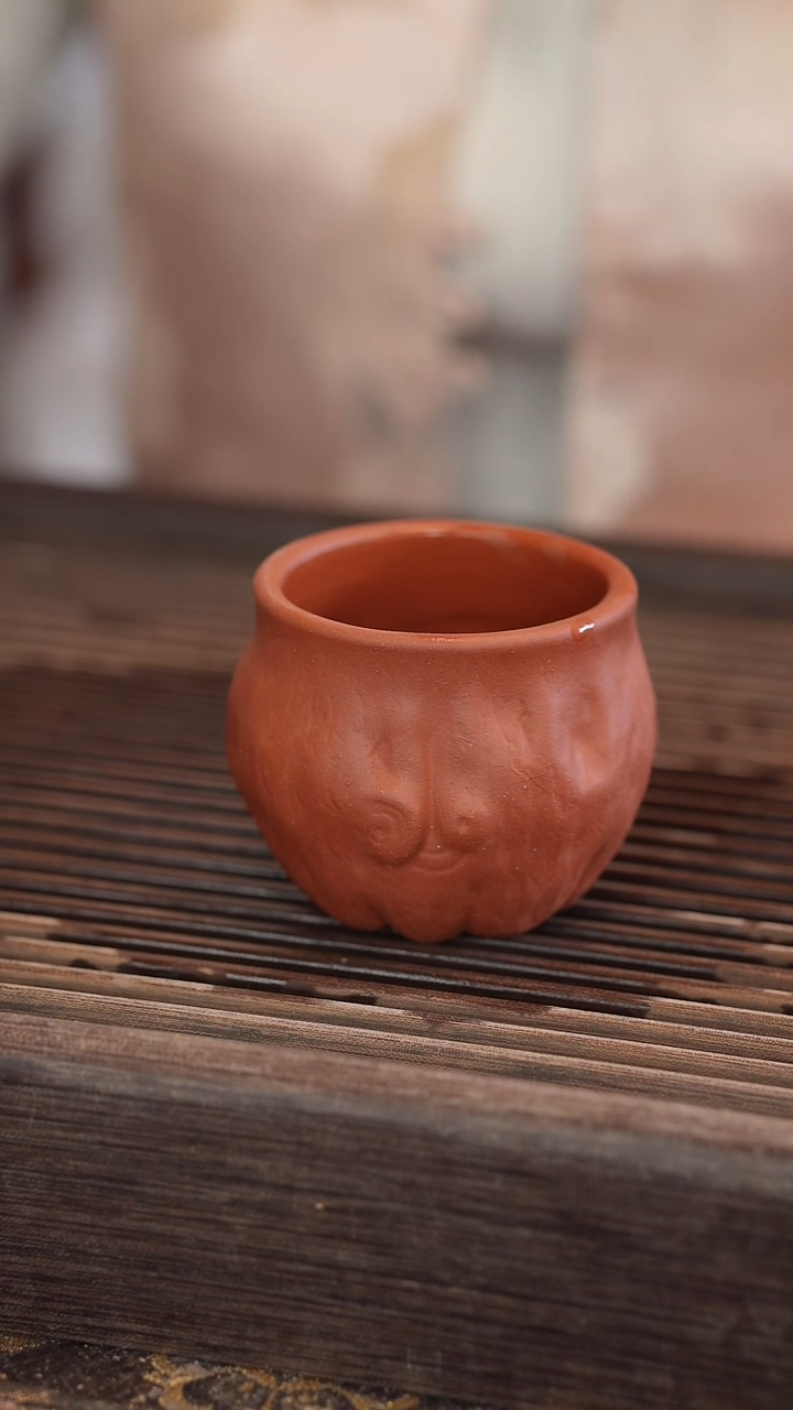 茶壶紫砂全手北红赤铁抱石杯子130cc