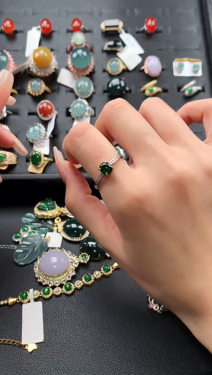 【闪购商品】翡翠戒指银S925镶嵌345325