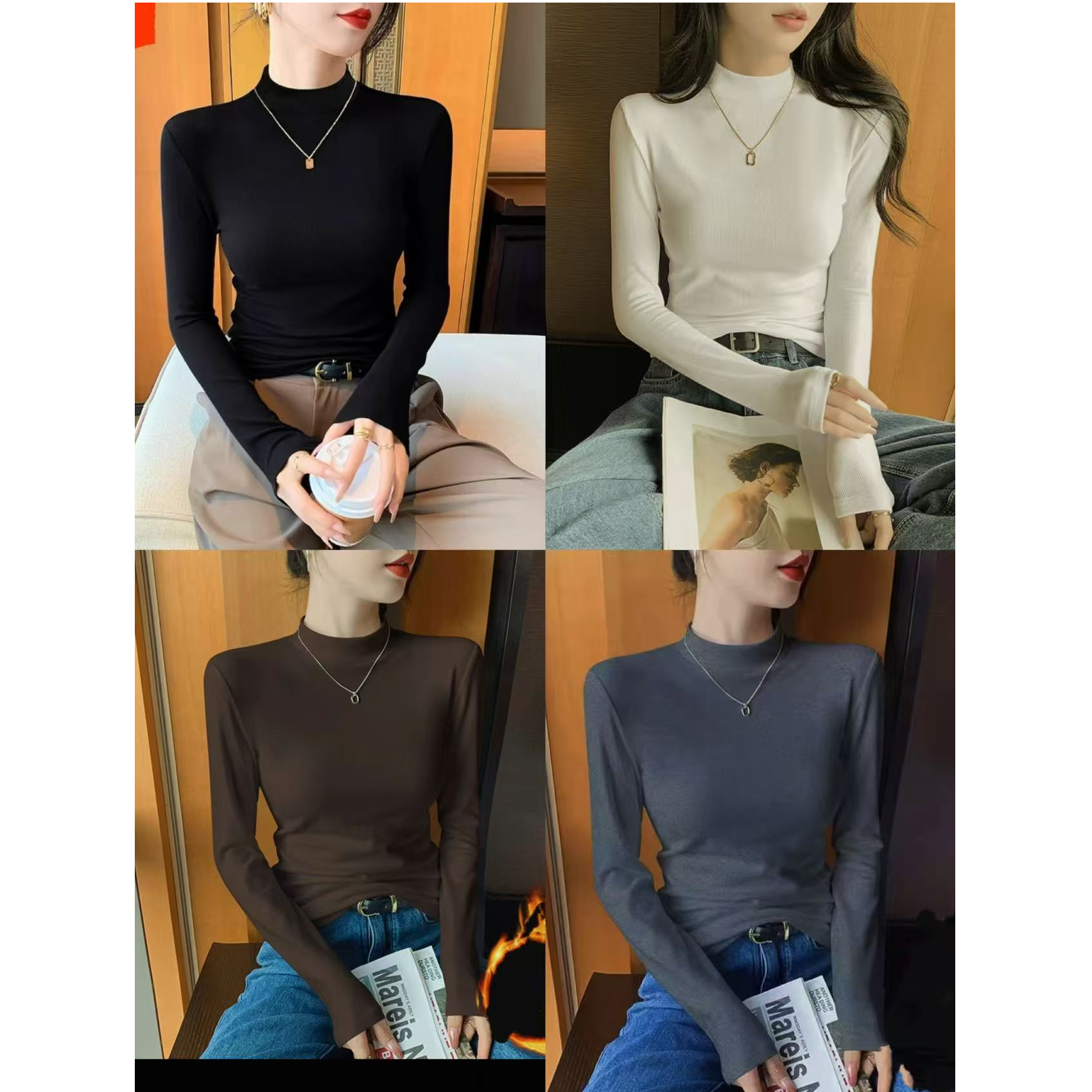 玲家精选61005款号百搭半高领打底衫