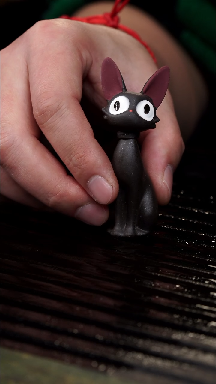 茶壶紫砂细长黑猫茶宠