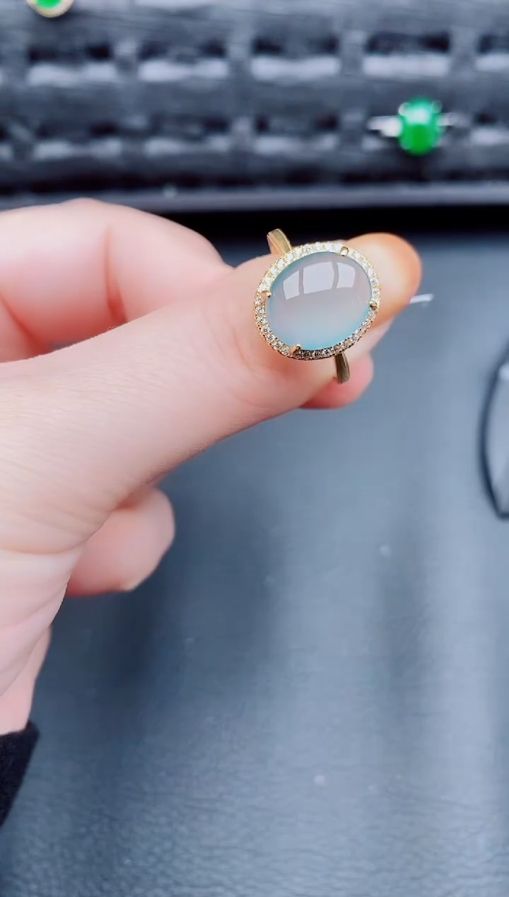 【闪购商品】翡翠戒指银S925镶嵌天然a货翡翠526