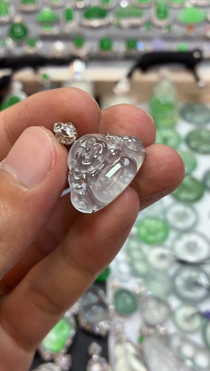 吊坠(不含链)18K金镶嵌翡翠佛公