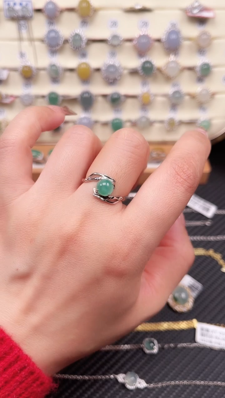 【闪购商品】翡翠戒指银S925镶嵌戒指07