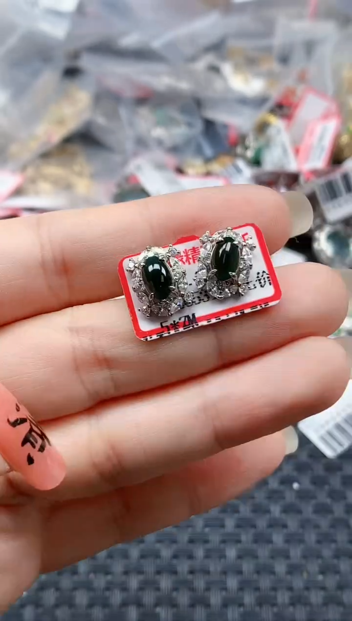 银S925镶嵌戒指翡翠天然A货缅甸翡翠