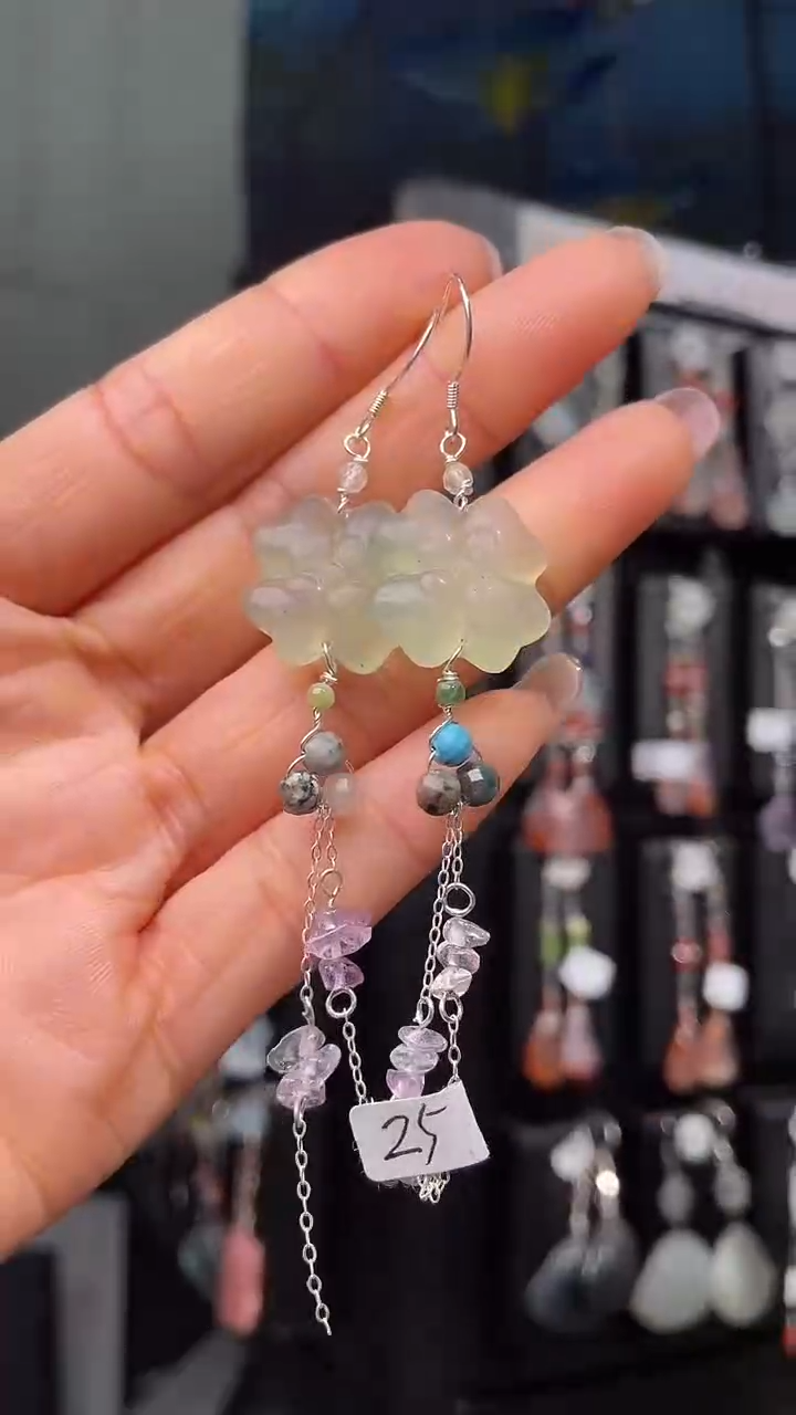 未镶嵌岫玉耳饰若*若梦