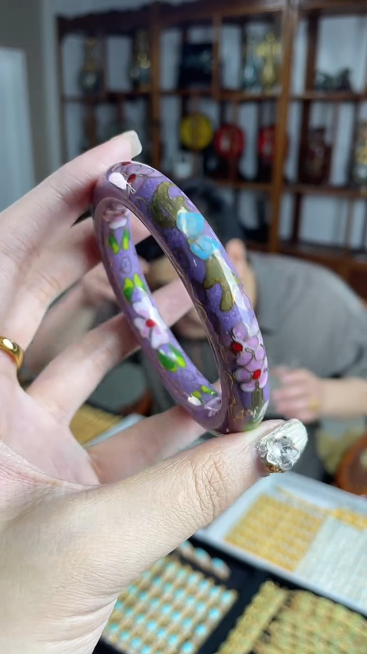 非遗手工景泰蓝镯子紫色