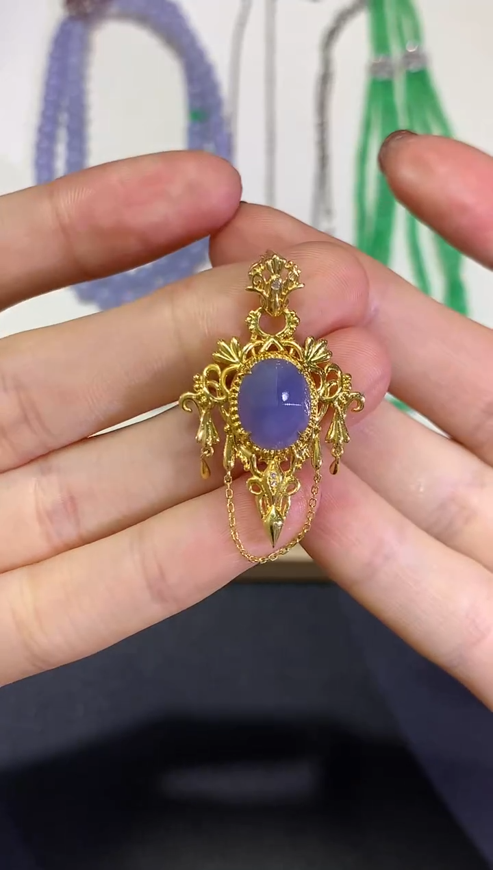【闪购商品】翡翠颈饰18K金镶嵌团购15