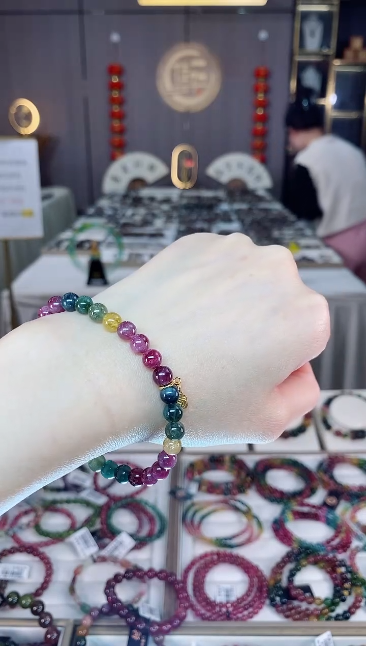 未镶嵌老矿碧玺单圈手串6mm+碧玺dan多样性发货一条