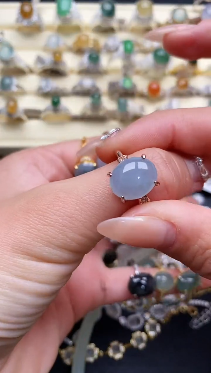 【闪购商品】翡翠戒指银S925镶嵌3333333+8