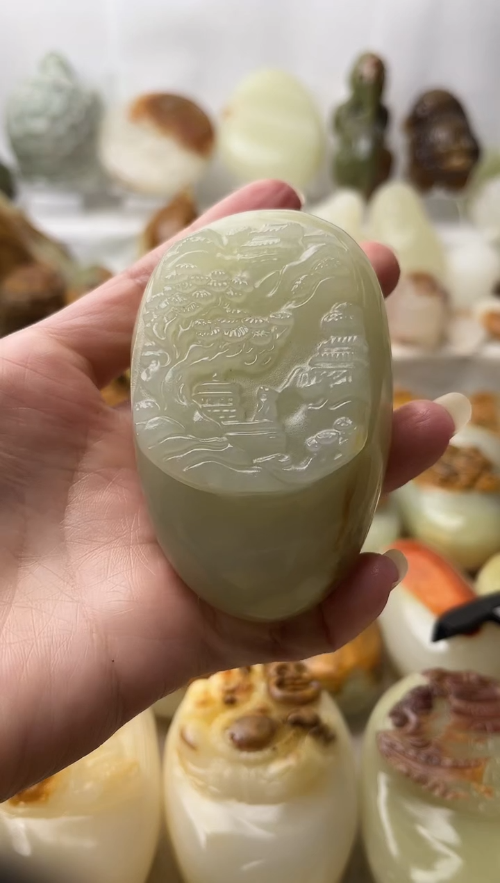 石材古青石棉纹正常不退换山水微瑕