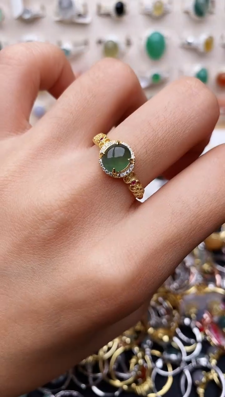 【闪购商品】翡翠戒指银S925镶嵌缅甸翡翠