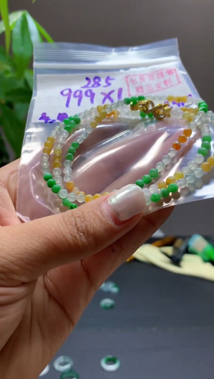 未镶嵌定制翡翠凤*珠串#999元-毛货需精细抛光