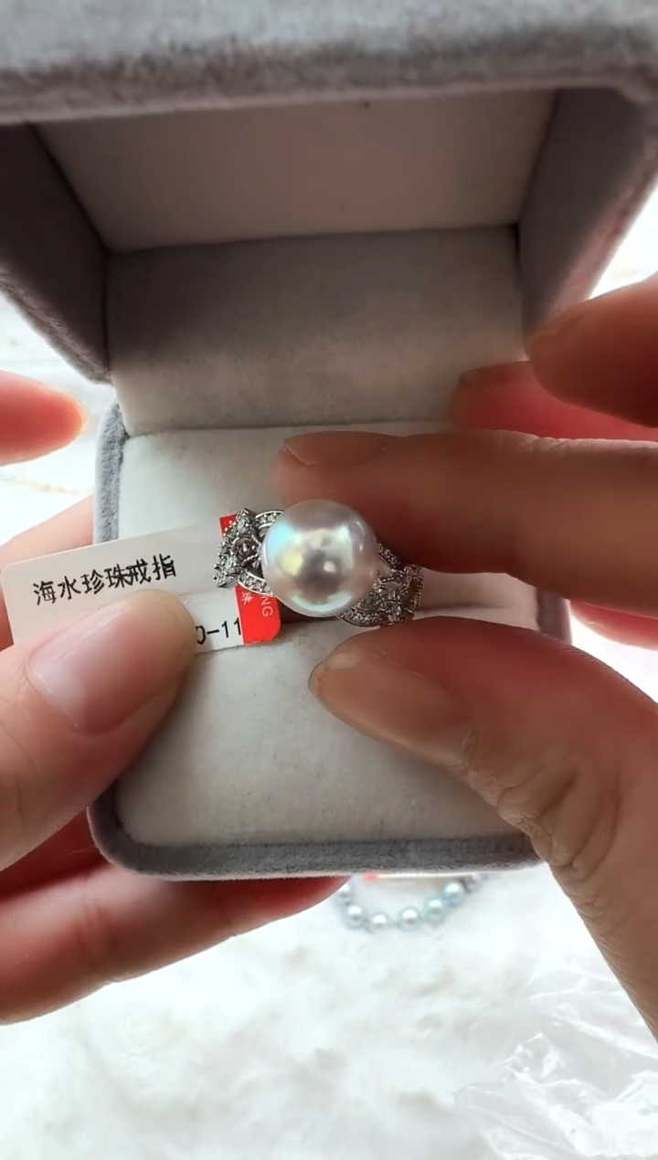 【闪购商品】海水珍珠AQ银S925镶嵌海水珍珠戒指@@HF024