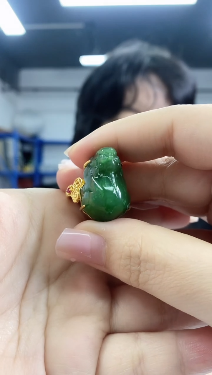 和田玉戒指银S925镀金镶嵌多样性发其一颜色微差