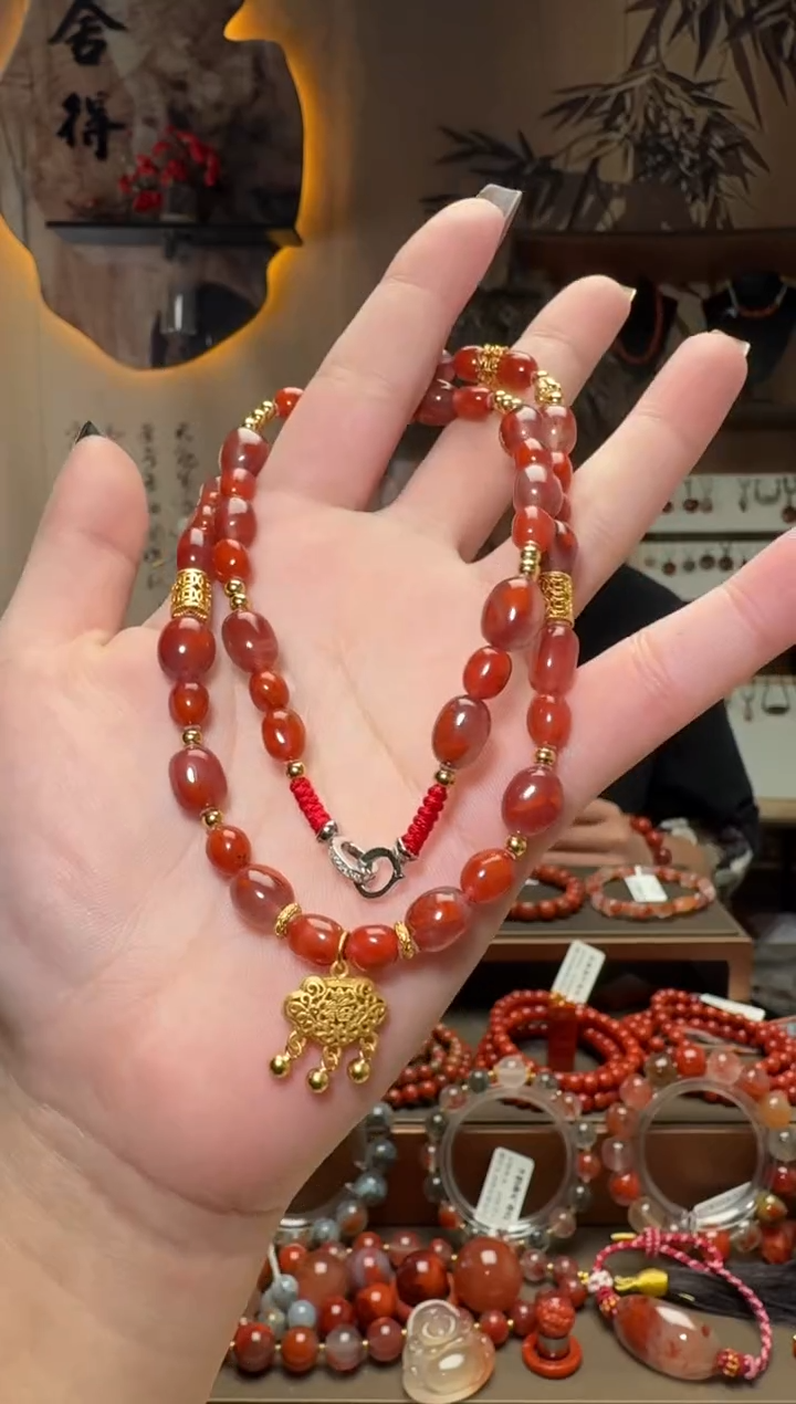 未镶嵌原矿无优化无注胶项链南红玛瑙一条