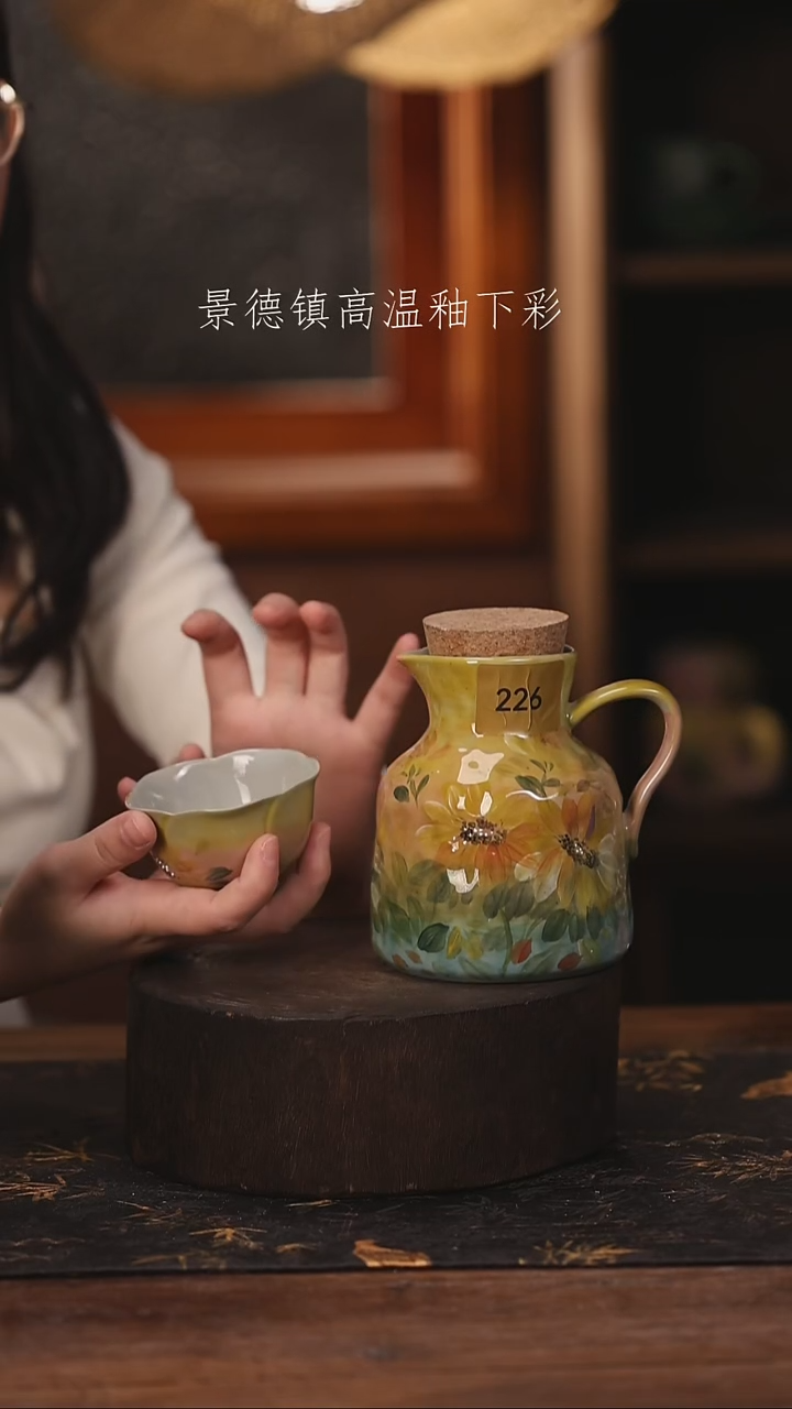 陶瓷景德镇高温釉下手绘陶瓷@L226@