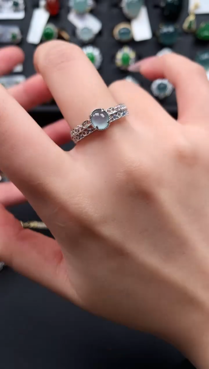 【闪购商品】翡翠戒指银S925镶嵌52141