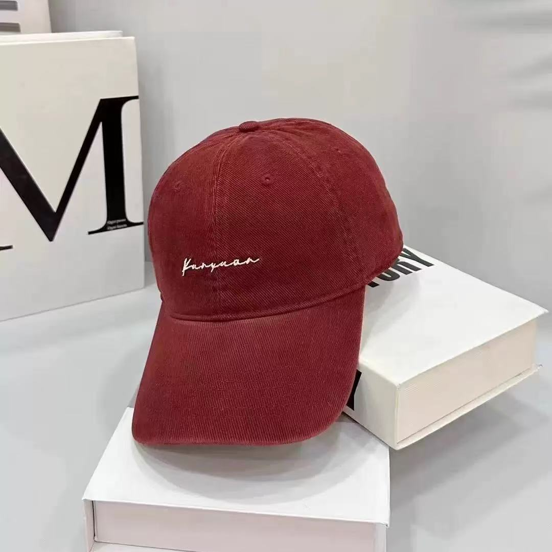 秋冬咖色k字母情侣刺绣棒球帽