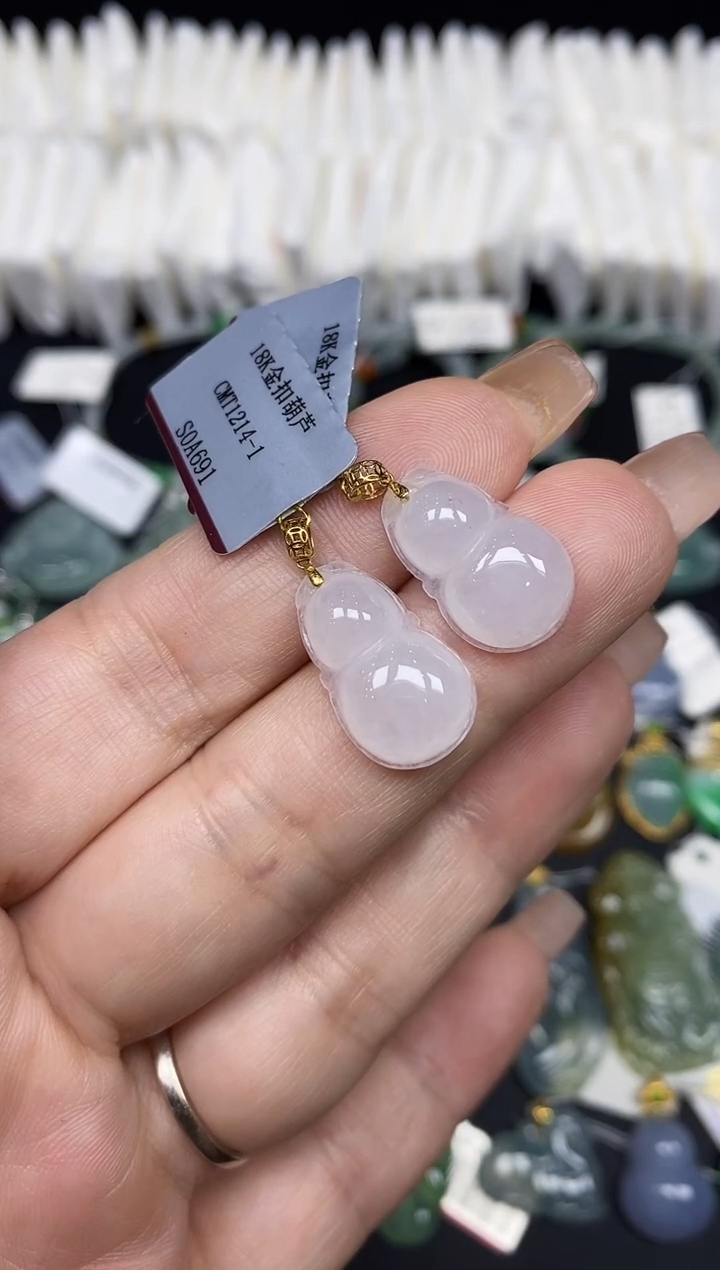 吊坠(不含链)18K金镶嵌翡翠18K金扣镶嵌多样性发其一@@CMT1214-1