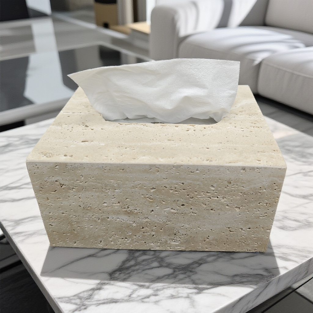 纯天然米白洞纸巾盒客厅酒店家用餐厅抽纸盒简约