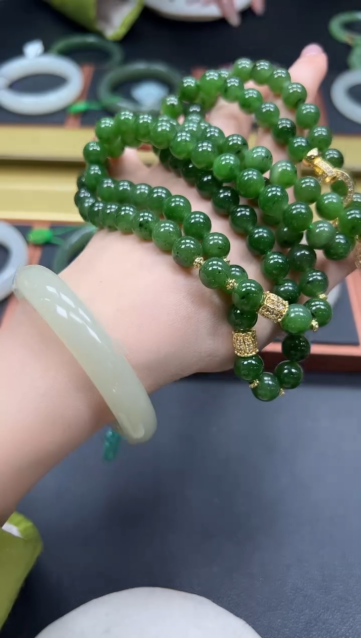颈饰合金和田玉碧玉项链多样性发一/有瑕 48cm/9mm