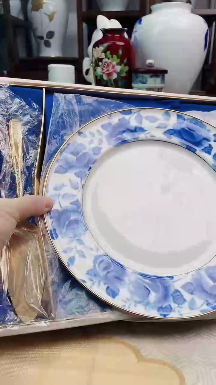 【闪购商品】盘鸣海青花大盘两件套