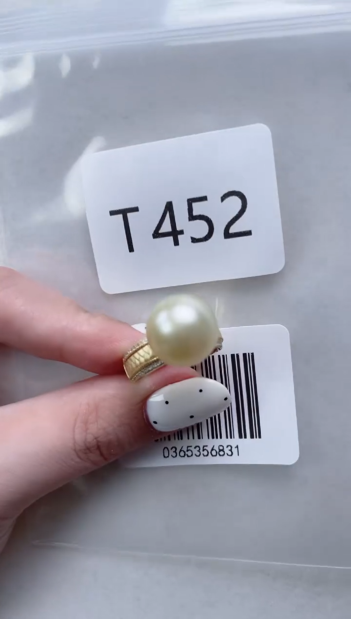 银S925镶嵌海水珍珠戒指T452