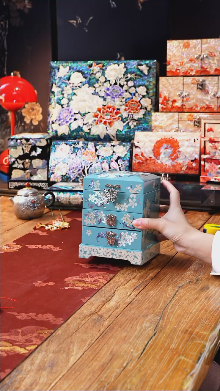 【闪购商品】瓷片豆包家推荐螺钿首饰盒