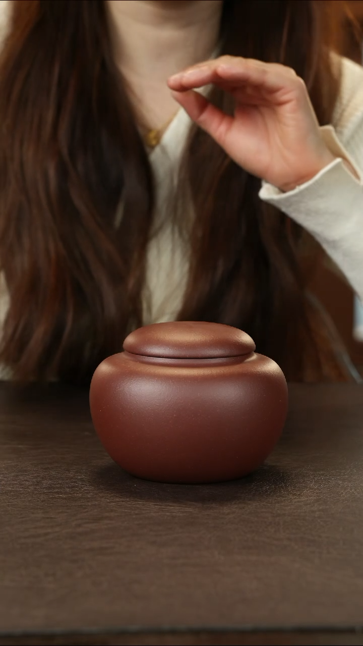 紫砂茶叶罐五蕴茶叶罐  清水泥