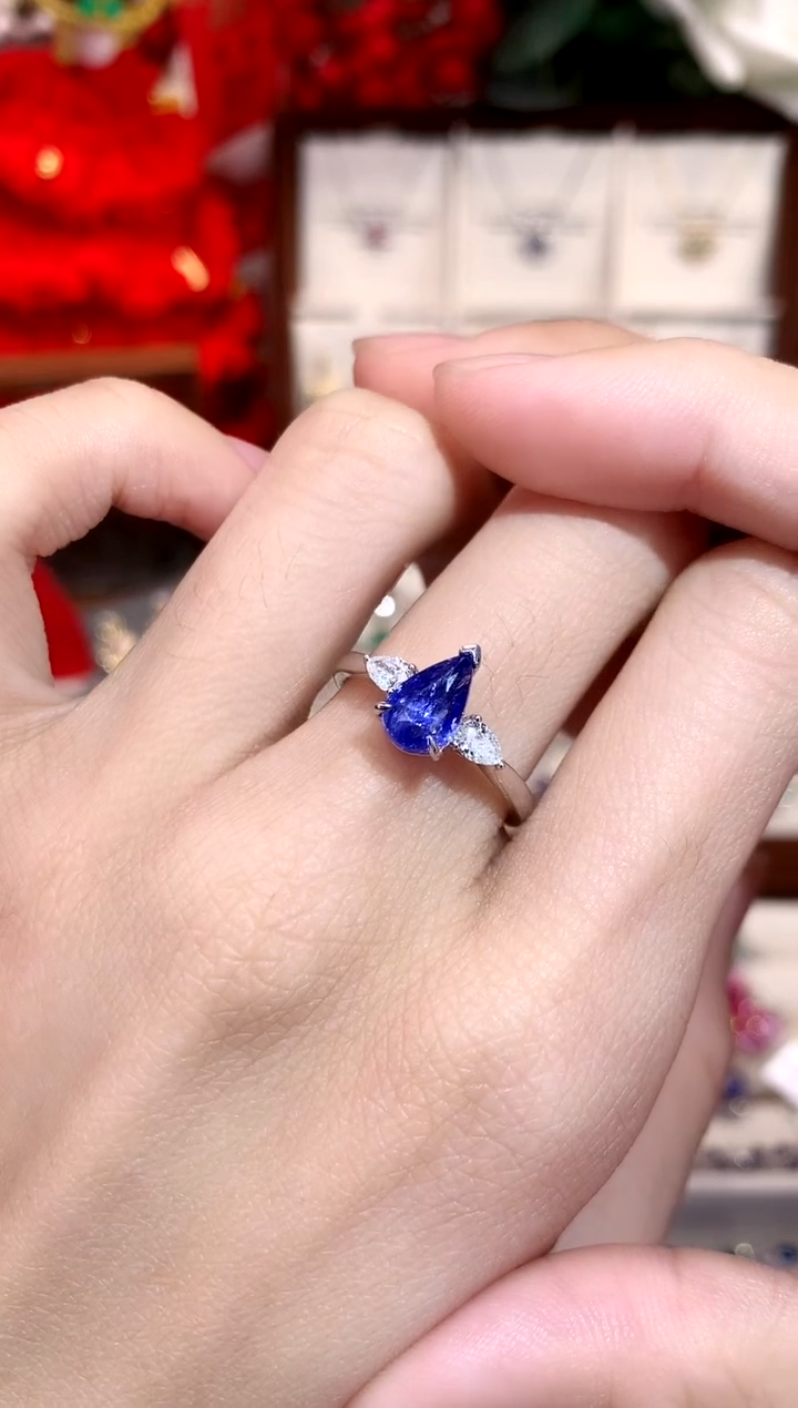 【闪购商品】蓝宝石戒指18K金镶嵌2.06ct/天然宝石/七天无理由