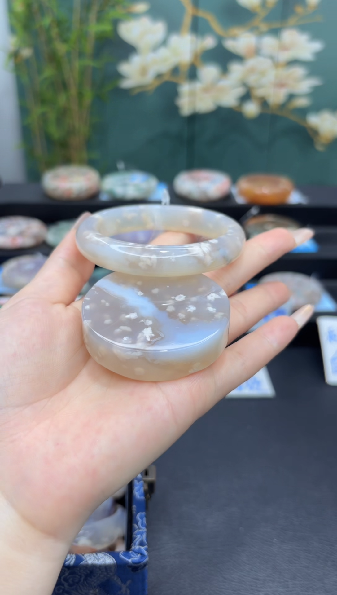 【闪购商品】石英质玉未镶嵌手镯A481(57圈赠送镯心)