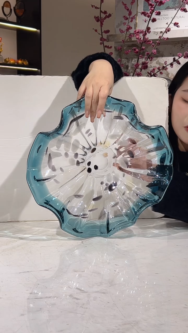 【闪购商品】琉璃蓝色荷叶小果盘