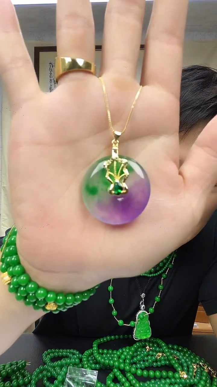 吊坠(赠链)14K金镶嵌翡翠D02