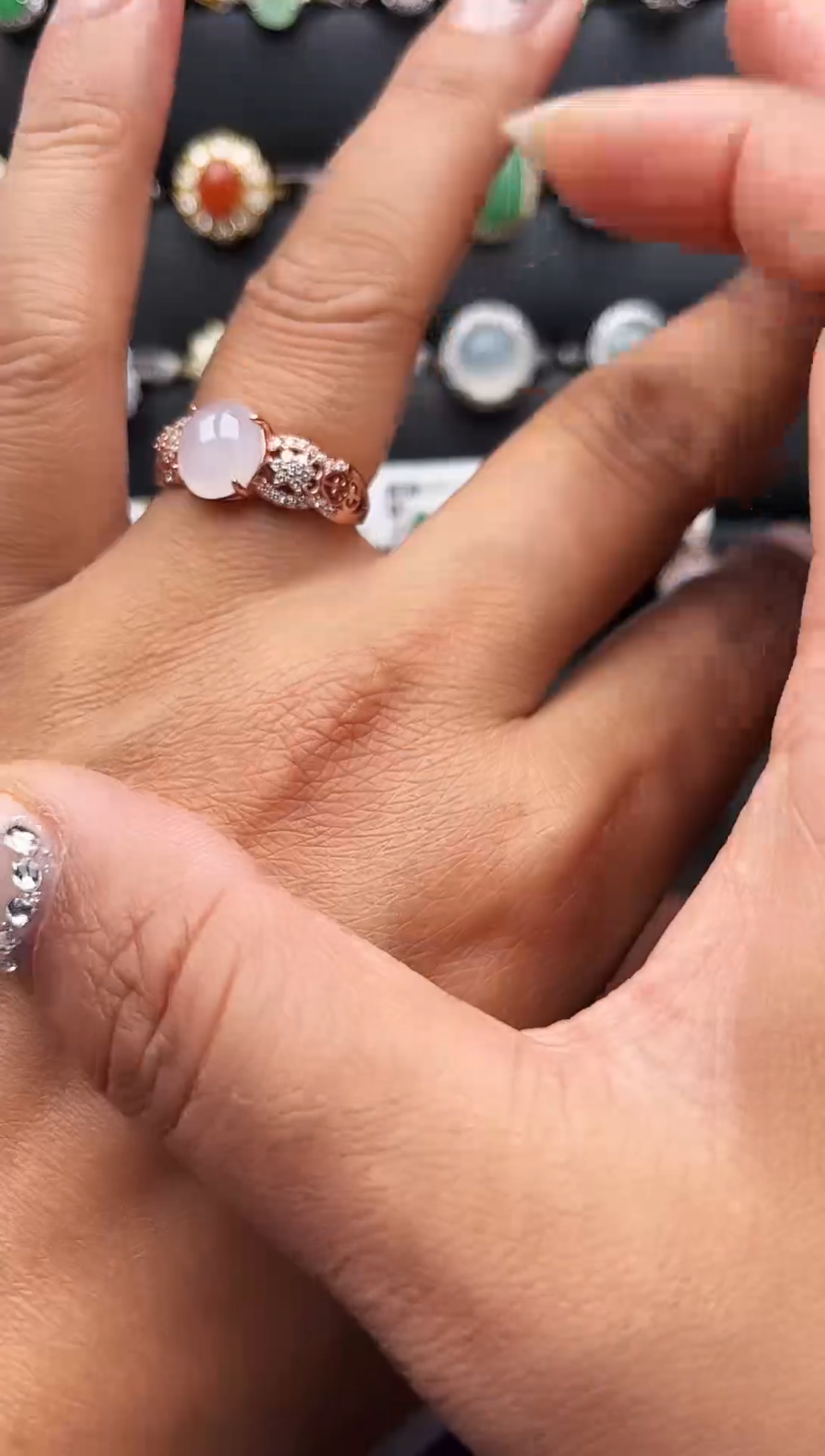 【闪购商品】翡翠戒指银S925镶嵌缅甸天然A货翡翠S925银镶嵌