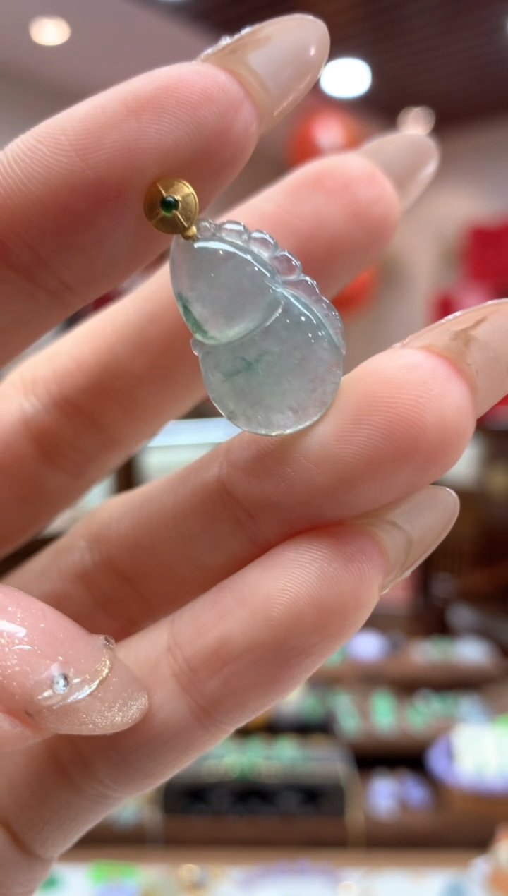 【闪购商品】翡翠吊坠(不含链)18K金镶嵌葫芦