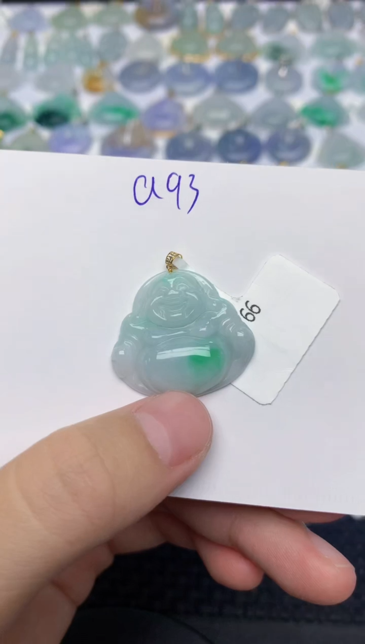 翡翠18K金镶嵌颈饰天然缅甸A货翡翠