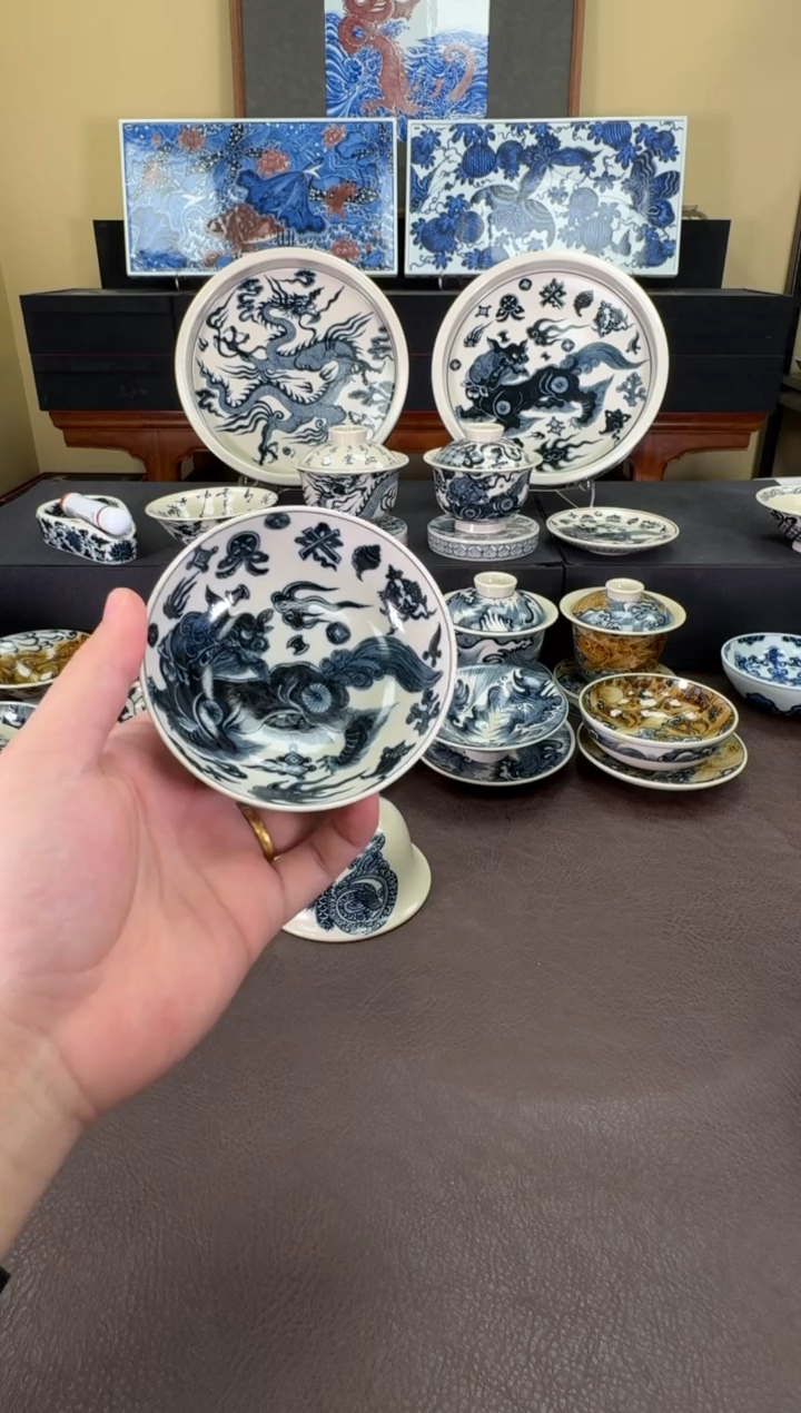 【闪购商品】瓷片二号釉杂宝狮子普洱杯