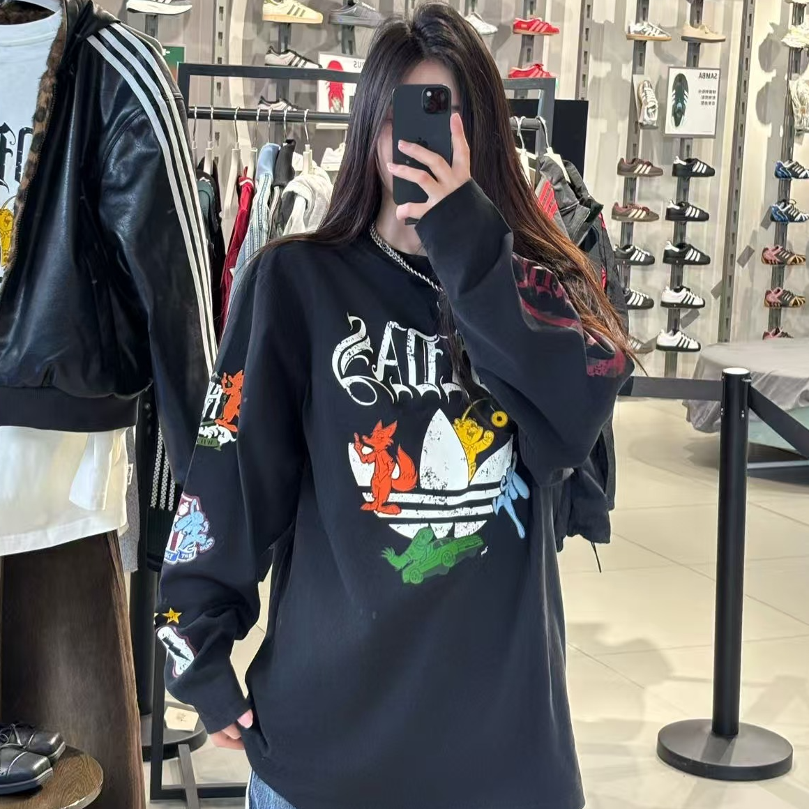 Adidas三叶草 疯狂动物城联名款亲肤休闲宽松运动长袖T恤 KX4894