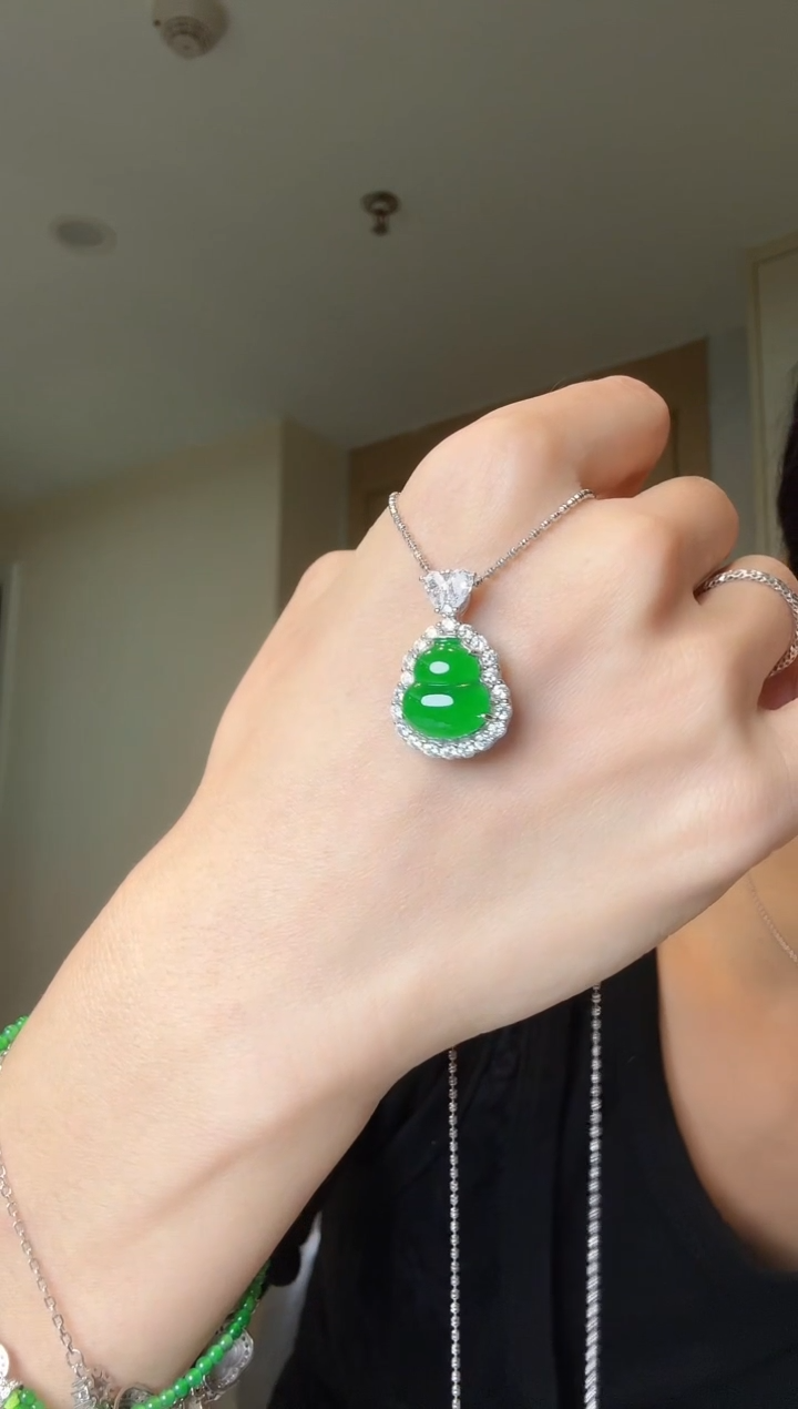 【闪购商品】翡翠吊坠(不含链)银S925镶嵌天然翡翠吊坠3